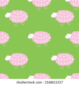 Seamless fabric design of funny sheep animal design. Graphic animal vector.