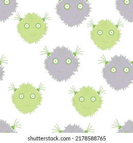 Seamless fabric design like ornament vector. Cute creature vector and happy cartoon. Monster design.