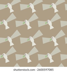 Seamless fabric of dove  pattern, like illustration. Suit for package design, wallpaper, fashion print, Housing wallpaper, arty-crafty.