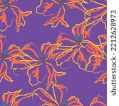Seamless fabric of  floral Line Pattern Vector, like ornament vector. Suit for package design, wallpaper, fashion print.