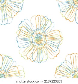 Seamless fabric of  floral Line Pattern Vector, like ornament vector. Suit for package design, wallpaper, fashion print.