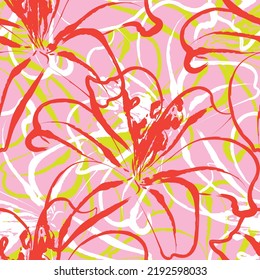 Seamless fabric of floral Line Pattern Vector, like ornament vector. Suit for package design, wallpaper, fashion print.