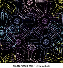Seamless fabric of  floral Line Pattern Vector, like ornament vector. Suit for package design, wallpaper, fashion print.