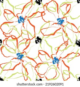 Seamless fabric of  floral Line Pattern Vector, like ornament vector. Suit for package design, wallpaper, fashion print.