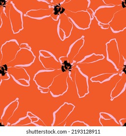 Seamless fabric of  floral Line Pattern Vector, like ornament vector. Suit for package design, wallpaper, fashion print.