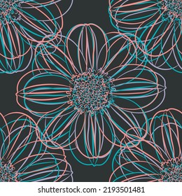 Seamless fabric of  floral Line Pattern Vector, like ornament vector. Suit for package design, wallpaper, fashion print.