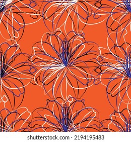 Seamless fabric of  floral Line Pattern Vector, like ornament vector. Suit for package design, wallpaper, fashion print.