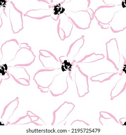 Seamless fabric of  floral Line Pattern Vector, like ornament vector. Suit for package design, wallpaper, fashion print.
