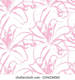 Seamless fabric of  floral Line Pattern Vector, like ornament vector. Suit for package design, wallpaper, fashion print.