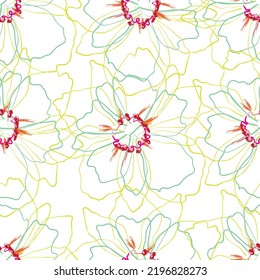 Seamless fabric of  floral Line Pattern Vector, like ornament vector. Suit for package design, wallpaper, fashion print.