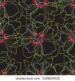 Seamless fabric of  floral Line Pattern Vector, like ornament vector. Suit for package design, wallpaper, fashion print.