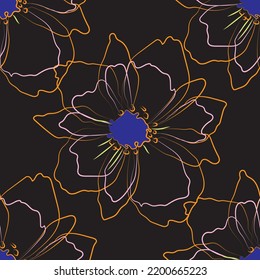 Seamless fabric of  floral Line Pattern Vector, like ornament vector. Suit for package design, wallpaper, fashion print.
