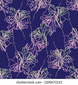 Seamless fabric of  floral Line Pattern Vector, like ornament vector. Suit for package design, wallpaper, fashion print.
