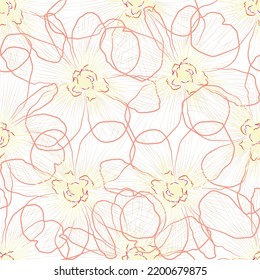 Seamless fabric of  floral Line Pattern Vector, like ornament vector. Suit for package design, wallpaper, fashion print.