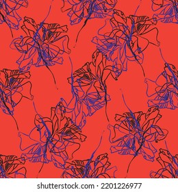 Seamless fabric of  floral Line Pattern Vector, like ornament vector. Suit for package design, wallpaper, fashion print.