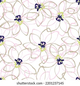 Tejido transparente del vector de patrón de línea floral, como el vector de ornamento. Suit para diseño de paquetes, fondo de pantalla, impresión de moda.