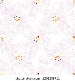 Seamless fabric of  floral Line Pattern Vector, like ornament vector. Suit for package design, wallpaper, fashion print.
