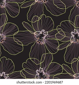 Seamless fabric of  floral Line Pattern Vector, like ornament vector. Suit for package design, wallpaper, fashion print.