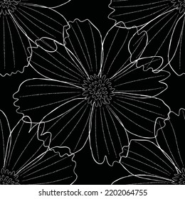 Seamless fabric of floral Line Pattern Vector, like ornament vector. Suit for package design, wallpaper, fashion print.