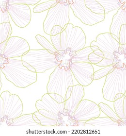 Seamless fabric of  floral Line Pattern Vector, like ornament vector. Suit for package design, wallpaper, fashion print.