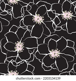 Seamless fabric of  floral Line Pattern Vector, like ornament vector. Suit for package design, wallpaper, fashion print.