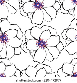 Seamless fabric of  floral Line Pattern Vector, like ornament vector. Suit for package design, wallpaper, fashion print.