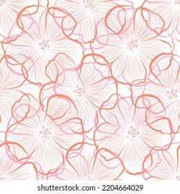 Seamless fabric of  floral Line Pattern Vector, like ornament vector. Suit for package design, wallpaper, fashion print.