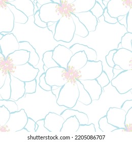 Seamless fabric of  floral Line Pattern Vector, like ornament vector. Suit for package design, wallpaper, fashion print.