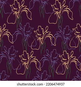 Seamless fabric of  floral Line Pattern Vector, like ornament vector. Suit for package design, wallpaper, fashion print.