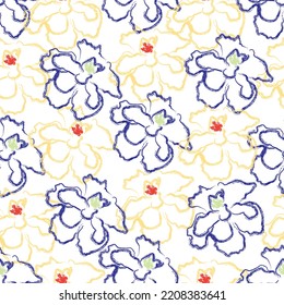 Seamless fabric of  floral Line Pattern Vector, like ornament vector. Suit for package design, wallpaper, fashion print.