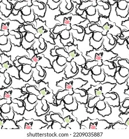 Seamless fabric of  floral Line Pattern Vector, like ornament vector. Suit for package design, wallpaper, fashion print.