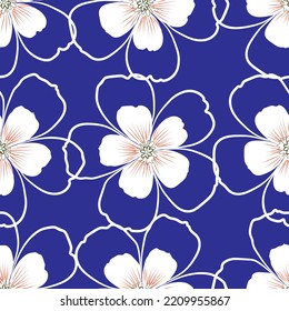 Seamless fabric of  floral Line Pattern Vector, like ornament vector. Suit for package design, wallpaper, fashion print.