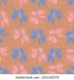 Seamless fabric of  floral Line Pattern Vector, like ornament vector. Suit for package design, wallpaper, fashion print.