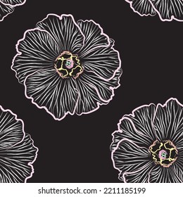 Seamless fabric of  floral Line Pattern Vector, like ornament vector. Suit for package design, wallpaper, fashion print.