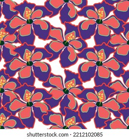 Seamless fabric of  floral Line Pattern Vector, like ornament vector. Suit for package design, wallpaper, fashion print.