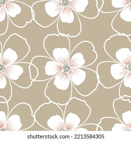 Seamless fabric of  floral Line Pattern Vector, like ornament vector. Suit for package design, wallpaper, fashion print.