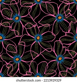 Seamless fabric of  floral Line Pattern Vector, like ornament vector. Suit for package design, wallpaper, fashion print.