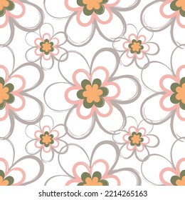 Seamless fabric of  floral Line Pattern Vector, like ornament vector. Suit for package design, wallpaper, fashion print.