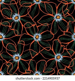 Seamless fabric of  floral Line Pattern Vector, like ornament vector. Suit for package design, wallpaper, fashion print.