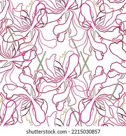 Seamless fabric of  floral Line Pattern Vector, like ornament vector. Suit for package design, wallpaper, fashion print.