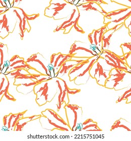 Seamless fabric of  floral Line Pattern Vector, like ornament vector. Suit for package design, wallpaper, fashion print.