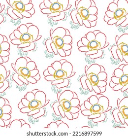 Seamless fabric of  floral Line Pattern Vector, like ornament vector. Suit for package design, wallpaper, fashion print.