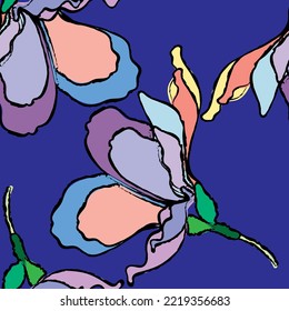 Seamless fabric of floral Line Pattern Vector, like ornament vector. Suit for package design, wallpaper, fashion print.
