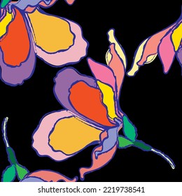 Seamless fabric of floral Line Pattern Vector, like ornament vector. Suit for package design, wallpaper, fashion print.