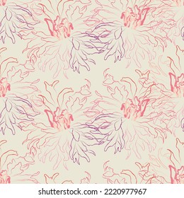Seamless fabric of floral Line Pattern Vector, like ornament vector. Suit for package design, wallpaper, fashion print.