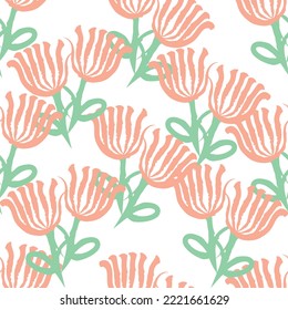 Seamless fabric of floral Line Pattern Vector, like ornament vector. Suit for package design, wallpaper, fashion print.