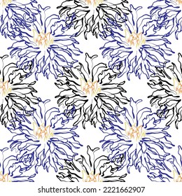 Seamless fabric of floral Line Pattern Vector, like ornament vector. Suit for package design, wallpaper, fashion print.