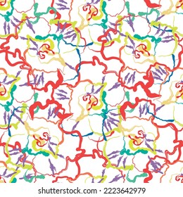 Seamless fabric of  floral Line Pattern Vector, like ornament vector. Suit for package design, wallpaper, fashion print.