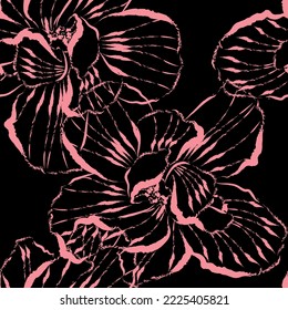 Seamless fabric of  floral Line Pattern Vector, like ornament vector. Suit for package design, wallpaper, fashion print.