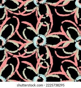 Seamless fabric of  floral Line Pattern, like minimal style. Suit for package design, wallpaper, fashion print.